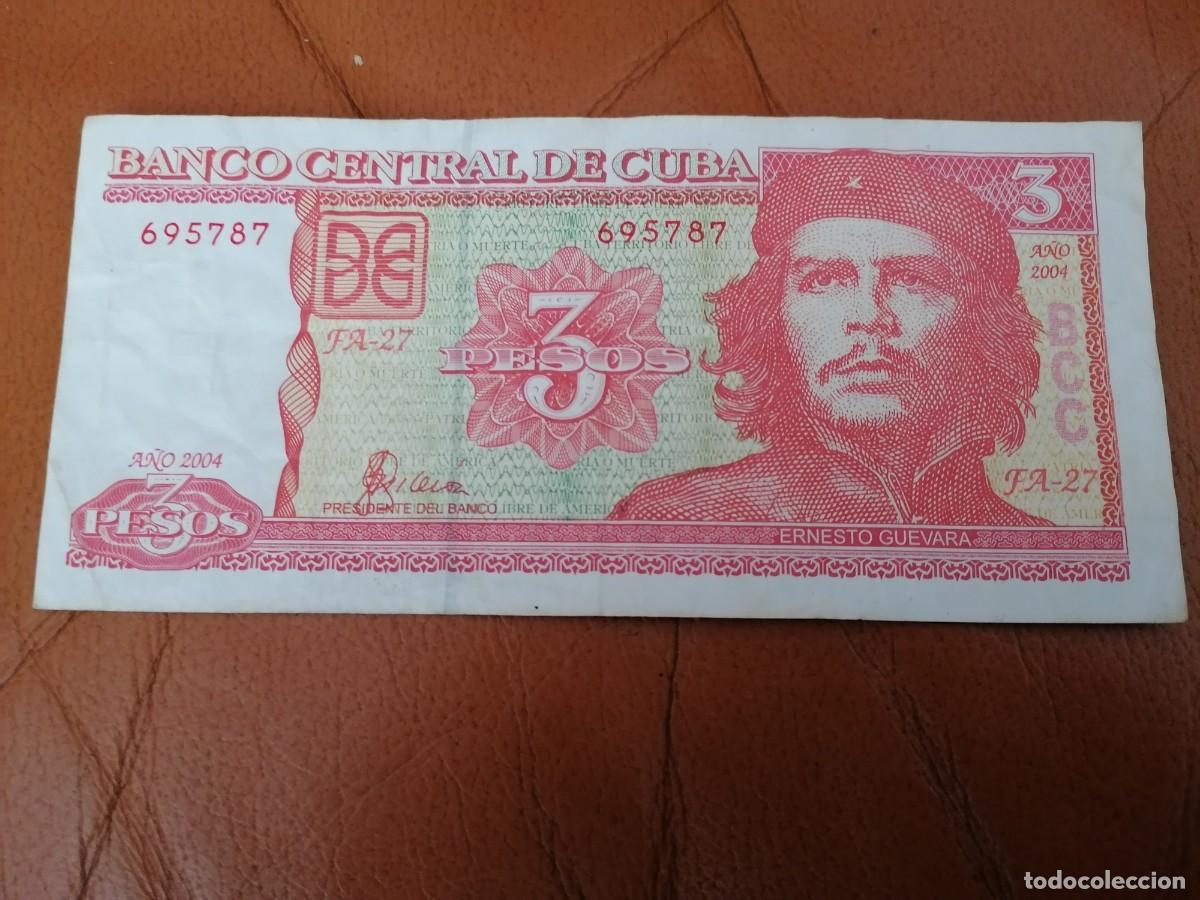 Billetes extranjeros: Billete, Cuba,3 pesos, 2004, MBC, CHE - Foto 1