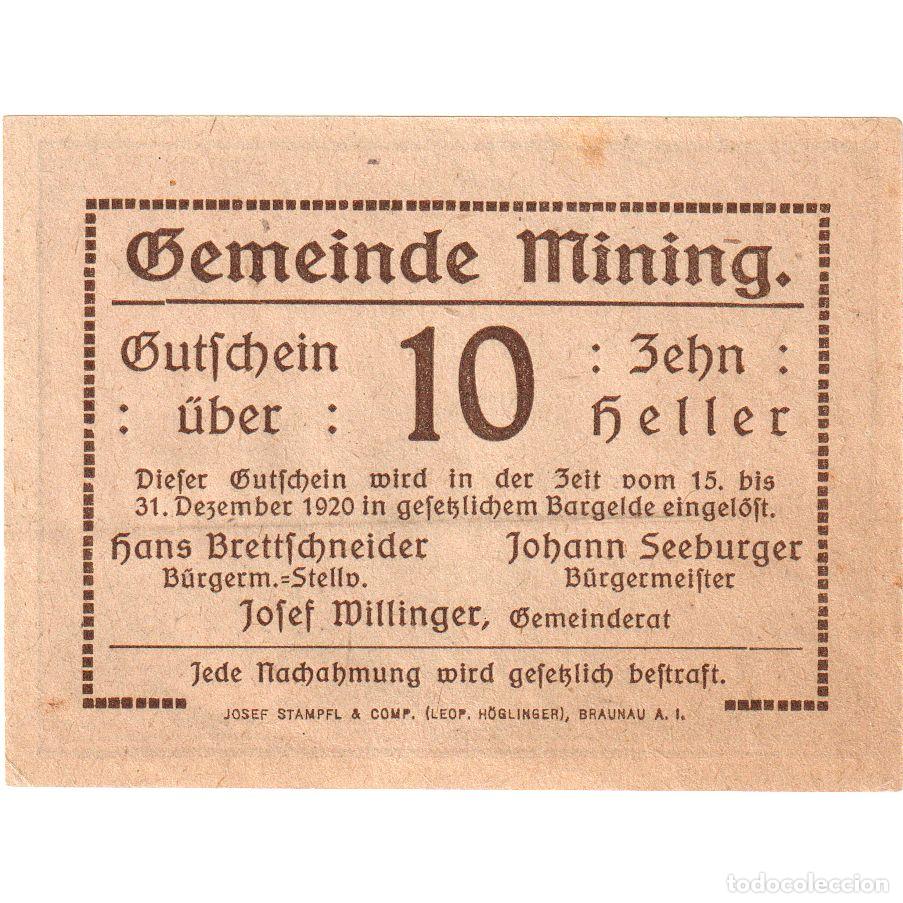 Billetes extranjeros: [#289443] Austria, Mining, 10 Heller, 1920-12-31, EBC - Foto 1