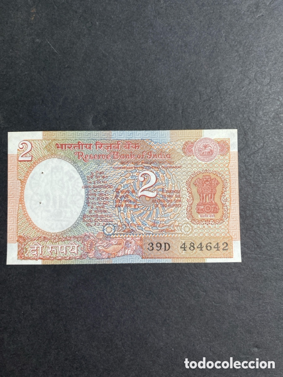 Billetes extranjeros: Billete de India 2 rupee - Foto 1