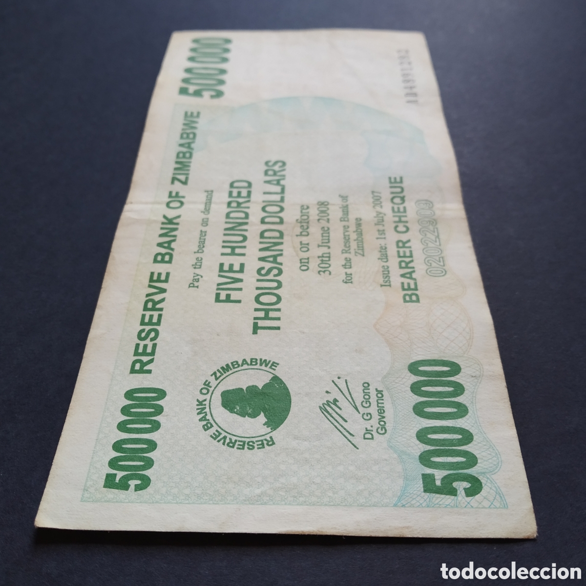 Billetes extranjeros: BILLETE - ZIMBABWE 500000 DOLLARS 2007 - 2008 - Foto 3