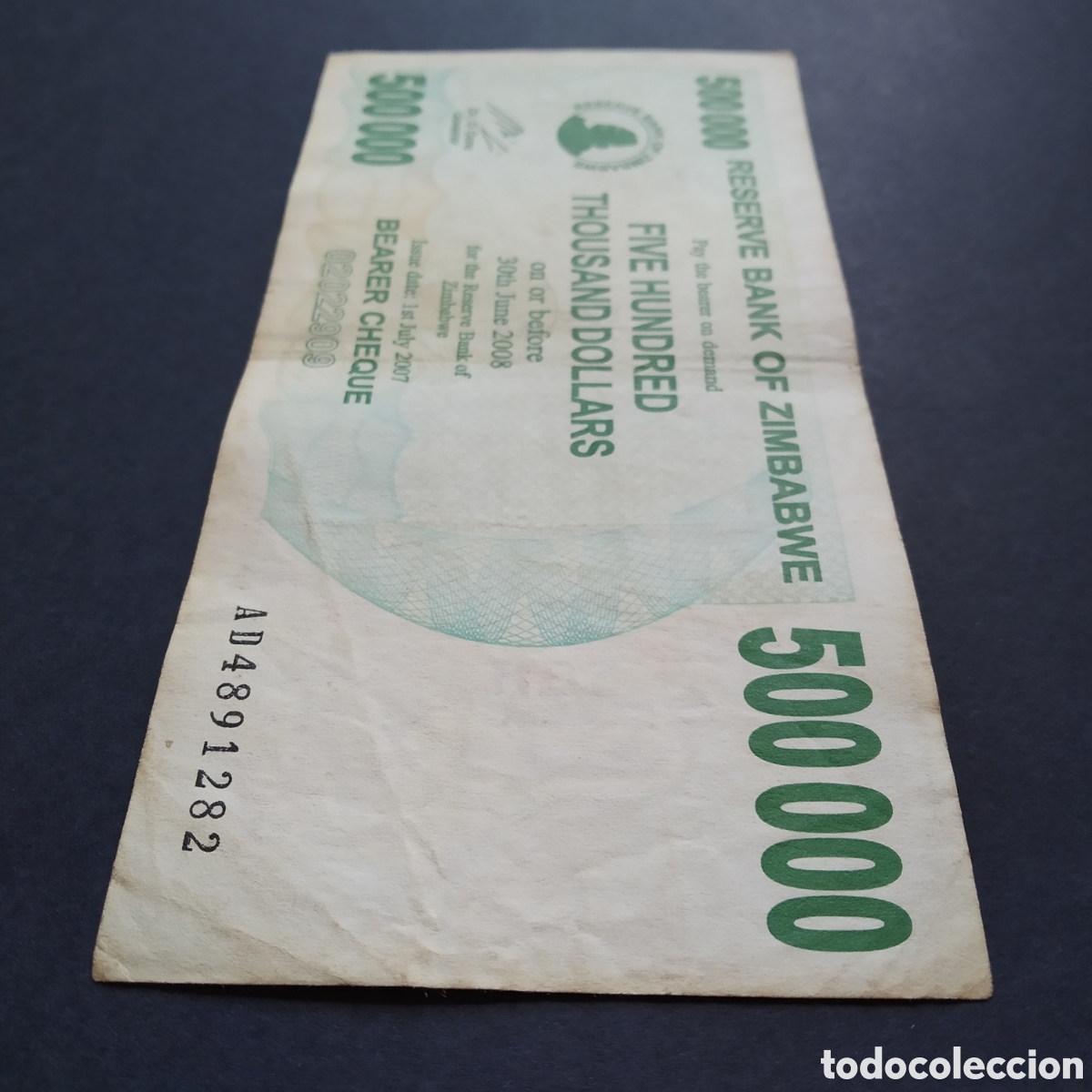 Billetes extranjeros: BILLETE - ZIMBABWE 500000 DOLLARS 2007 - 2008 - Foto 4