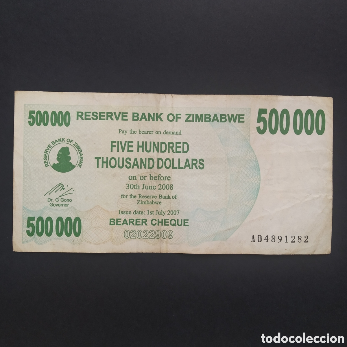 Billetes extranjeros: BILLETE - ZIMBABWE 500000 DOLLARS 2007 - 2008 - Foto 1