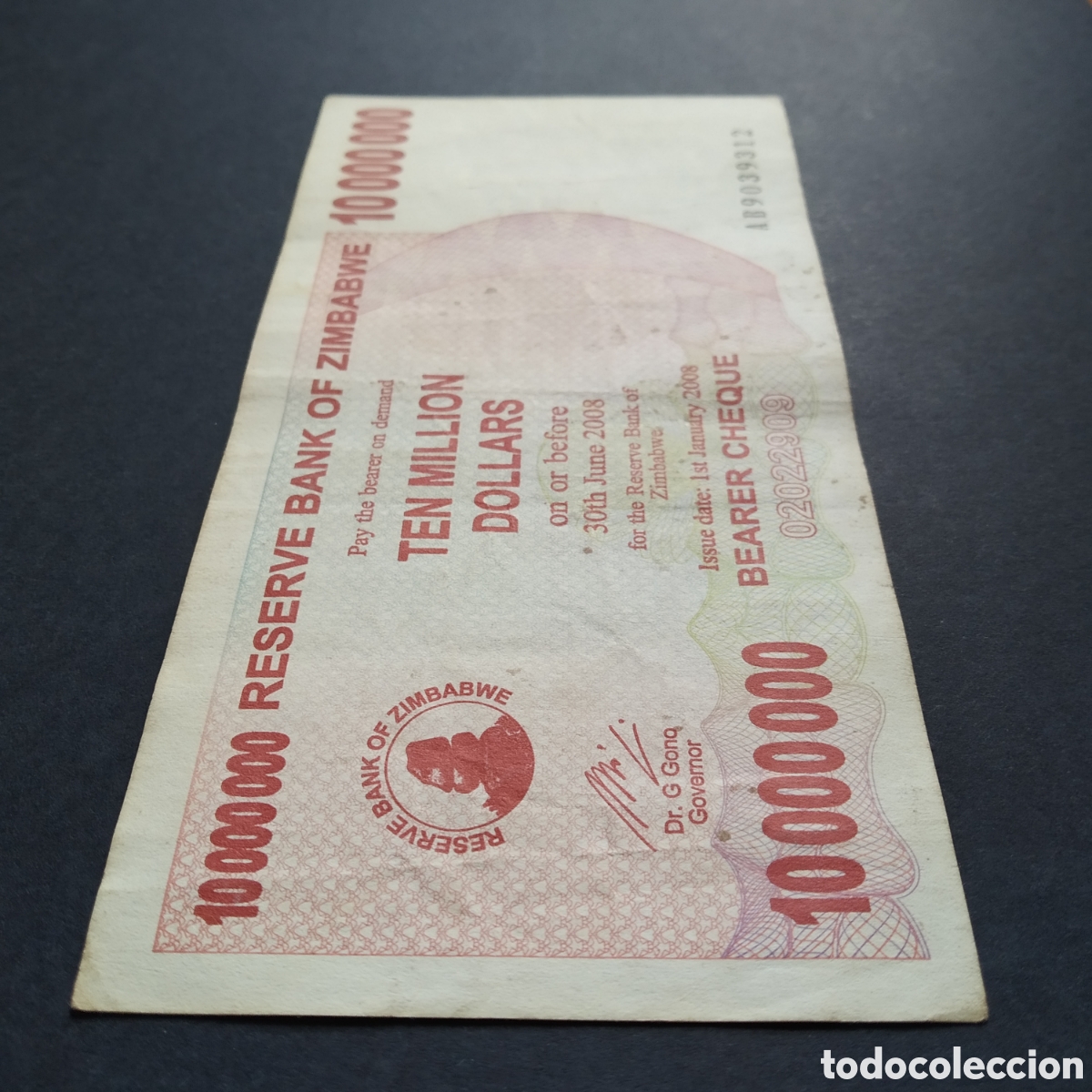 Billetes extranjeros: BILLETE - ZIMBABWE 10000000 DOLLARS 2008 - Foto 3