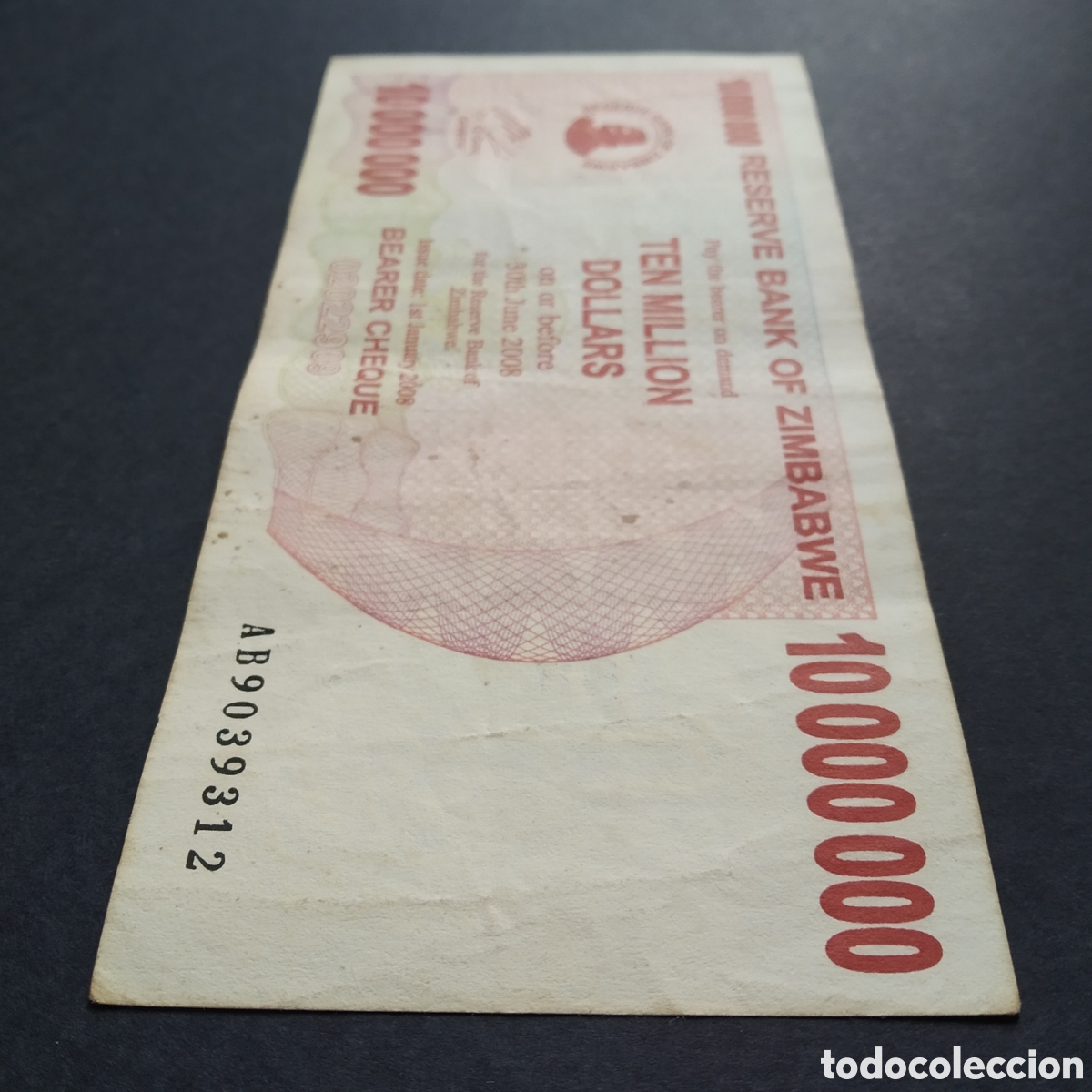 Billetes extranjeros: BILLETE - ZIMBABWE 10000000 DOLLARS 2008 - Foto 4