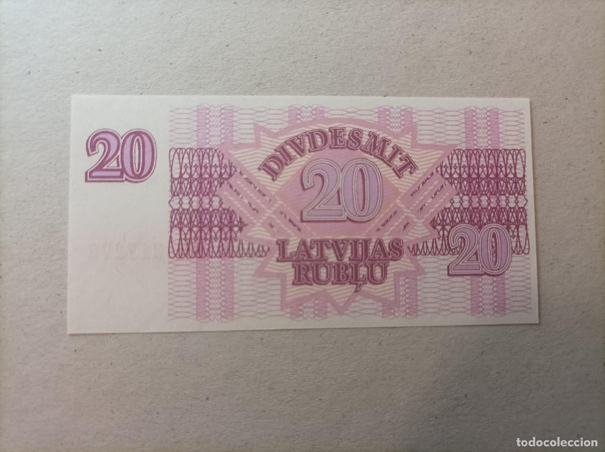Billetes extranjeros: Billete Letonia, 20 rublos, a&ntilde;o 1992, UNC - Foto 2