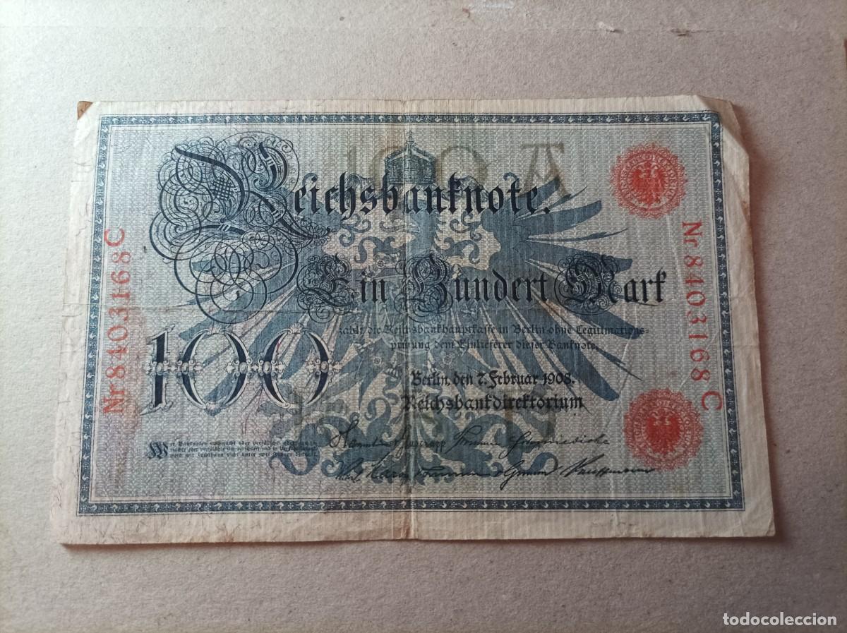 Billetes extranjeros: Billete Alemania, 100 Mark, a&ntilde;o 1908 - Foto 2