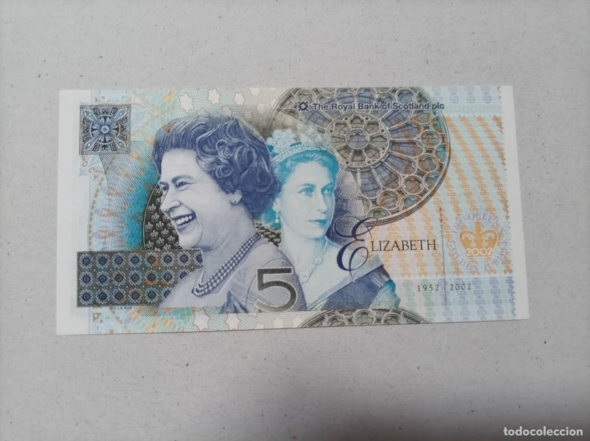 Billetes extranjeros: Billete Escocia, 5 libras, a&ntilde;o 2002, UNC - Foto 1