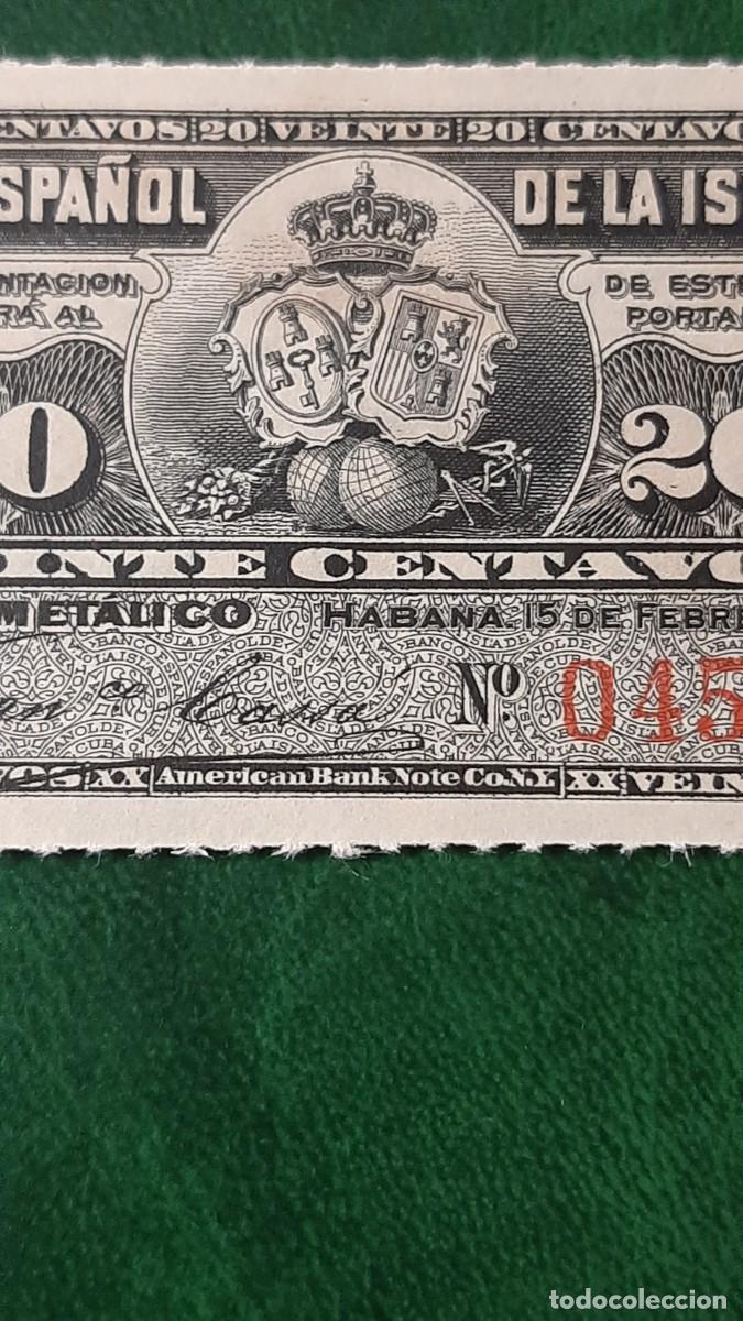 Billetes extranjeros: Billete de 20 centavos; CUBA. - Foto 3