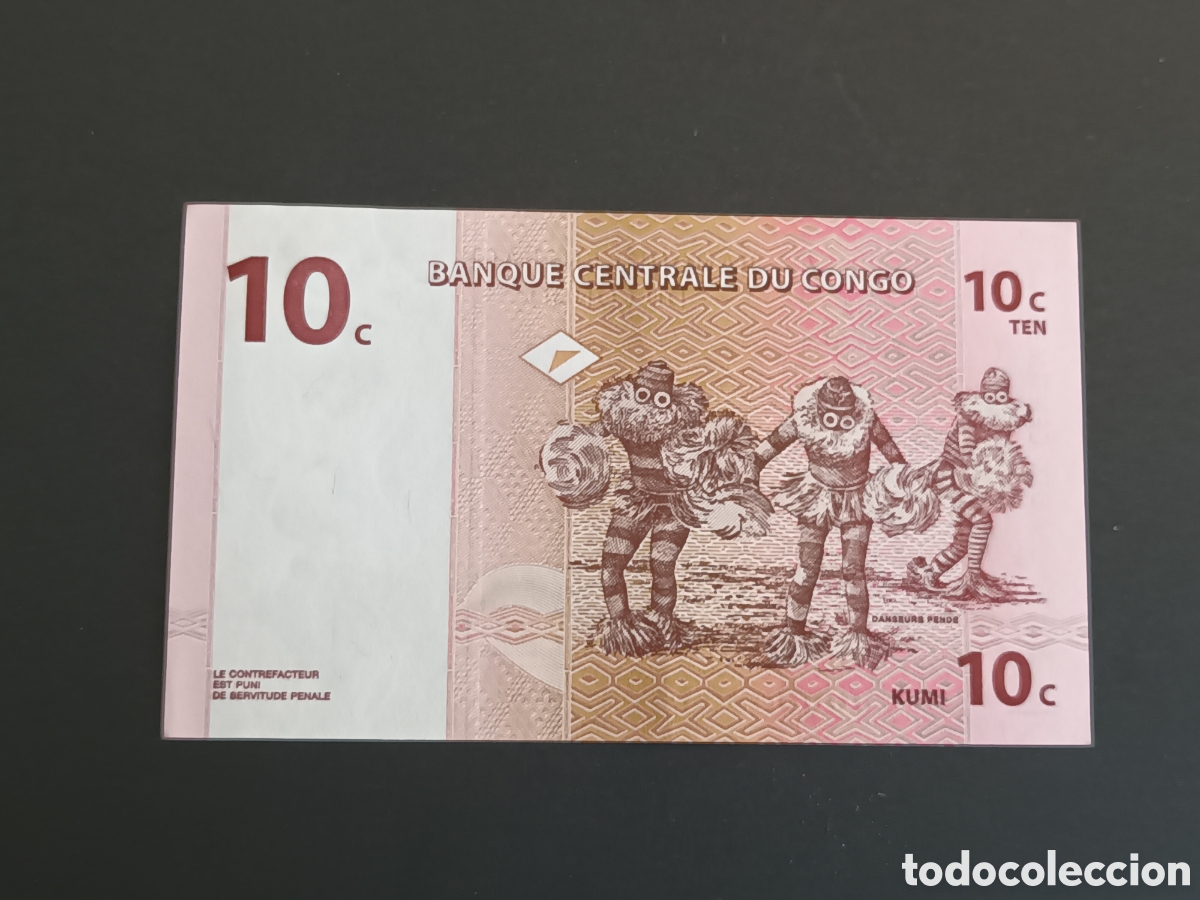 Billetes extranjeros: CONGO. 10 C&Eacute;NTIMOS. 1997. PLANCHA. - Foto 2