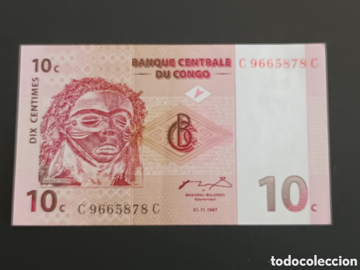 Billetes extranjeros: CONGO. 10 C&Eacute;NTIMOS. 1997. PLANCHA. - Foto 1