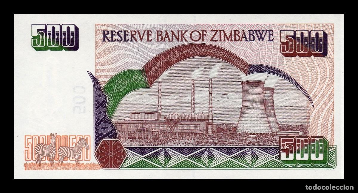 Billetes extranjeros: Zimbabwe 500 D&oacute;lares 2001 Pick 11a Sc Unc - Foto 2