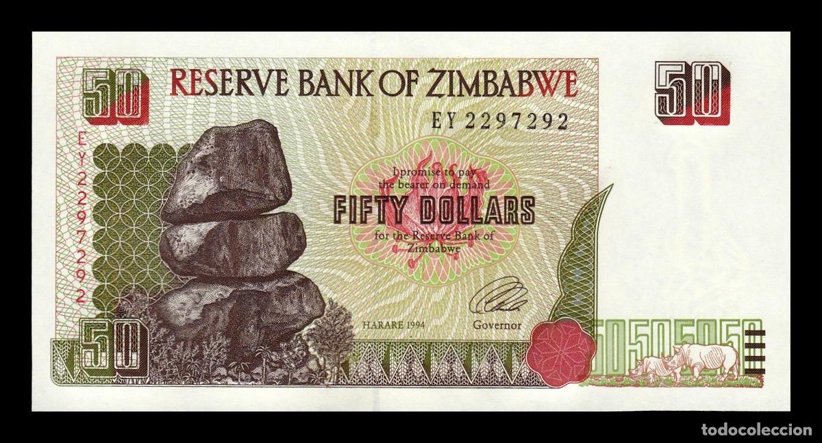 Billetes extranjeros: Zimbabwe 50 D&oacute;lares 1994 Pick 8 Sc Unc - Foto 1