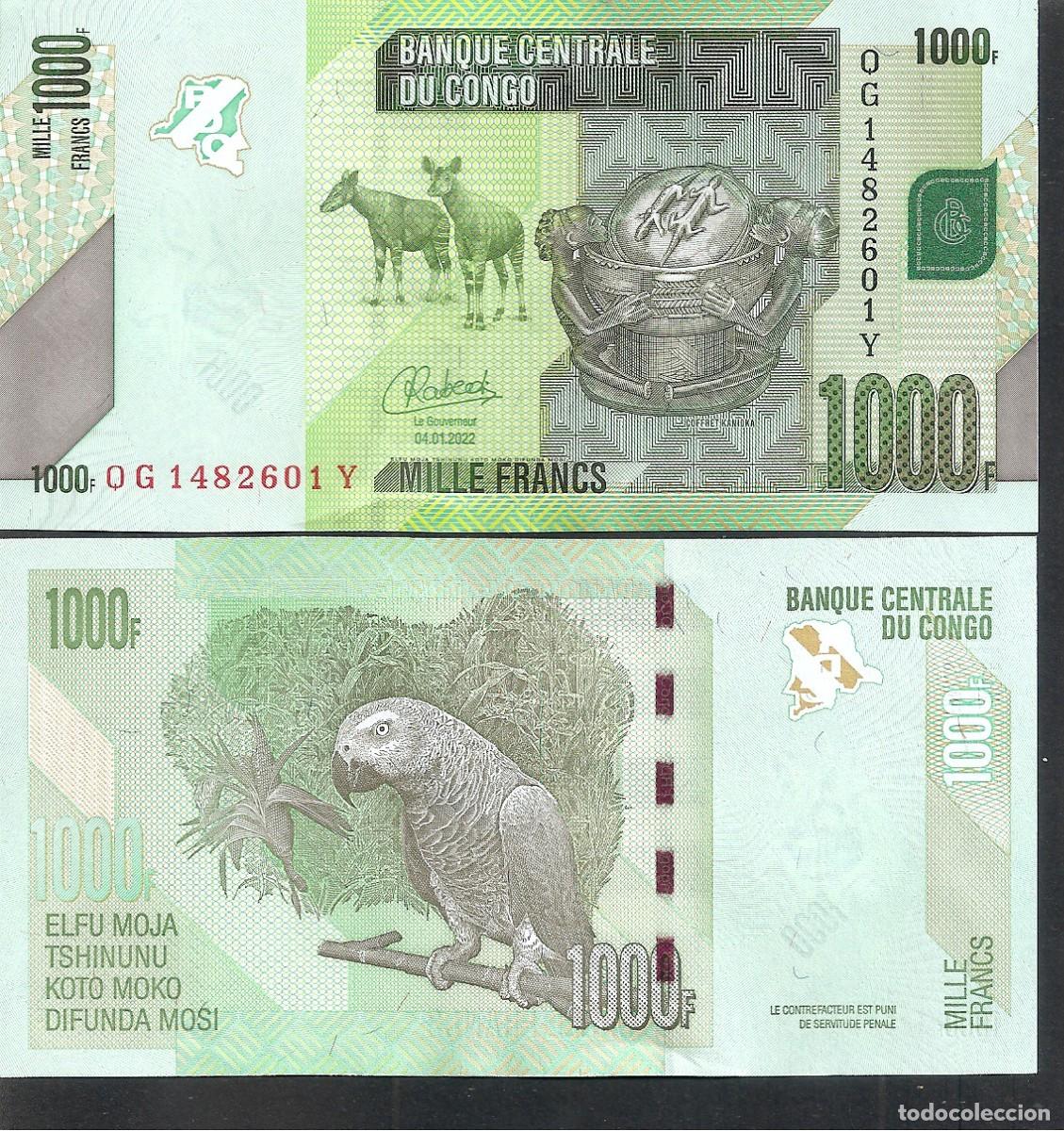 Billetes extranjeros: CONGO 1000 FRANCOS 2022 SC/UNC - Foto 1