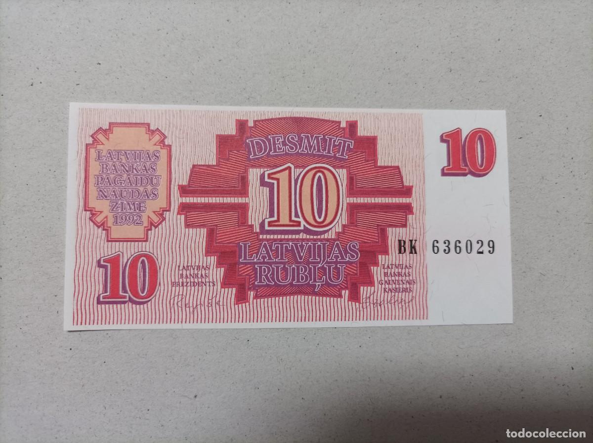 Billetes extranjeros: Billete de Letonia de 10 rublos, a&ntilde;o 1992, UNC - Foto 1