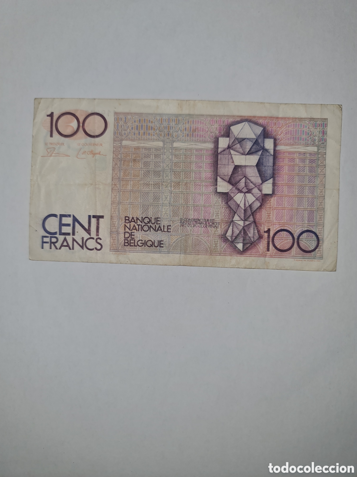 Billetes extranjeros: Billete B&eacute;lgica 100 frank - Foto 2