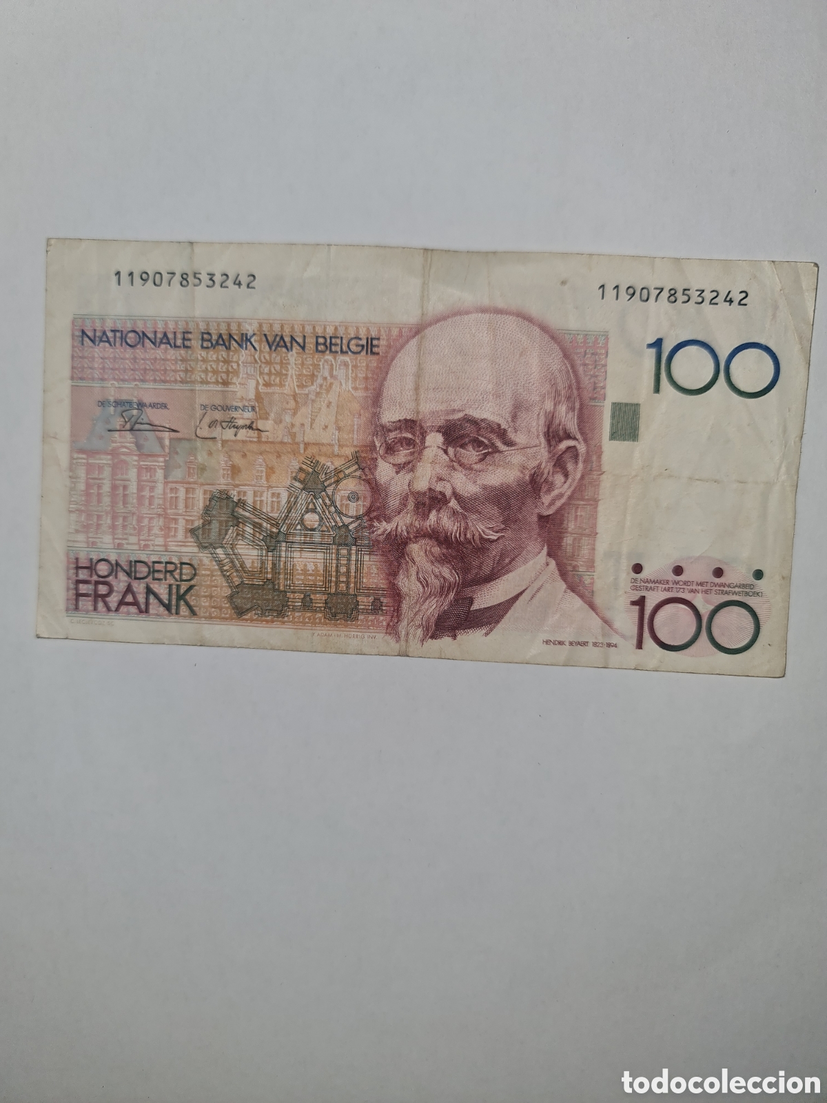 Billetes extranjeros: Billete B&eacute;lgica 100 frank - Foto 1