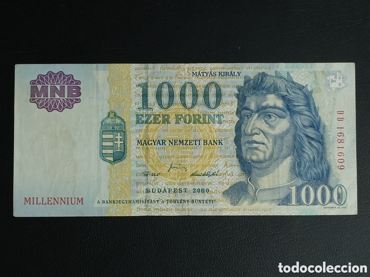 Billetes extranjeros: 1000 Forint, Hungr&iacute;a. (Milenio) - Foto 1