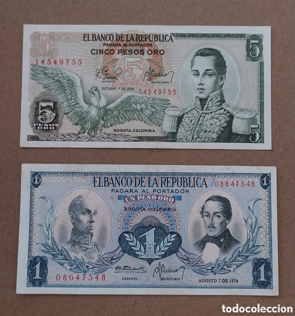 Billetes extranjeros: 2 billetes colombia original % sin circular - Foto 2