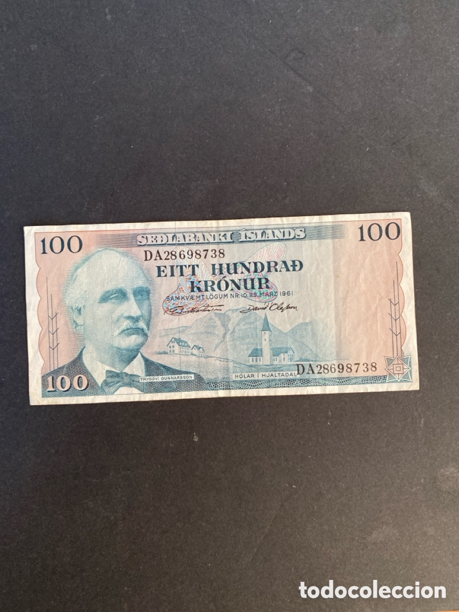 Billetes extranjeros: Billete de Islandia 100 kronur - Foto 1
