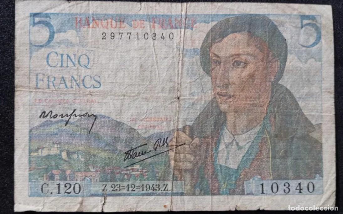 Billetes extranjeros: Francia 5 francos 1943 pick 98 (BC) - Foto 1