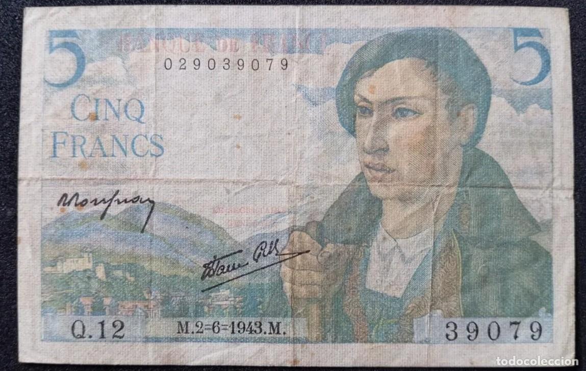Billetes extranjeros: Francia 5 francos 1943 pick 98 (BC+) - Foto 1