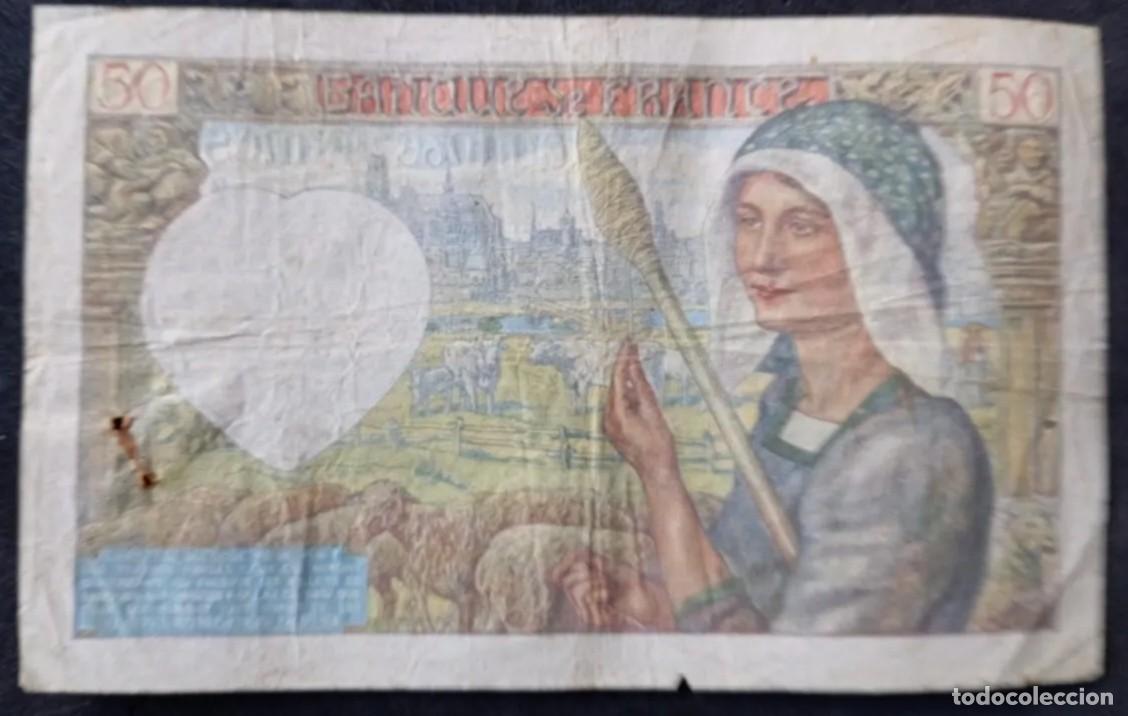 Billetes extranjeros: Francia 50 francos 1941 pick 93 (BC+) - Foto 2