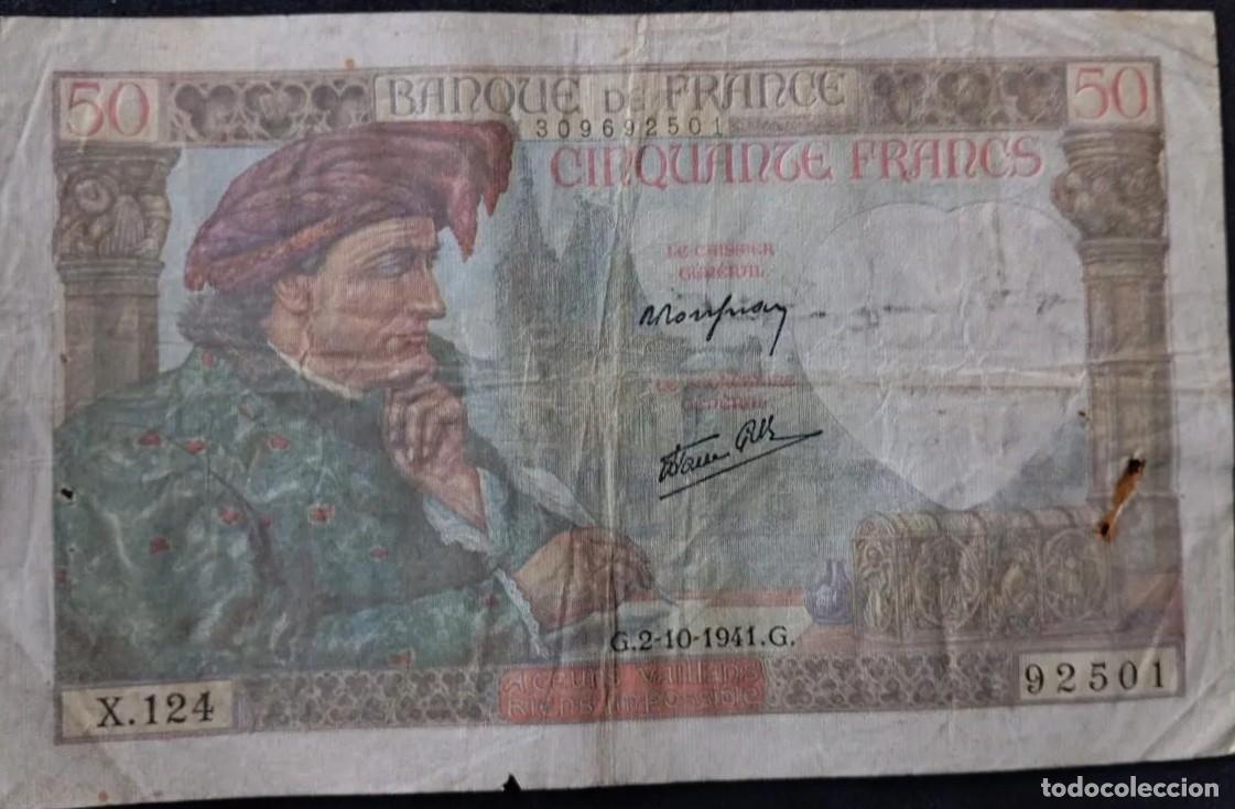 Billetes extranjeros: Francia 50 francos 1941 pick 93 (BC+) - Foto 1