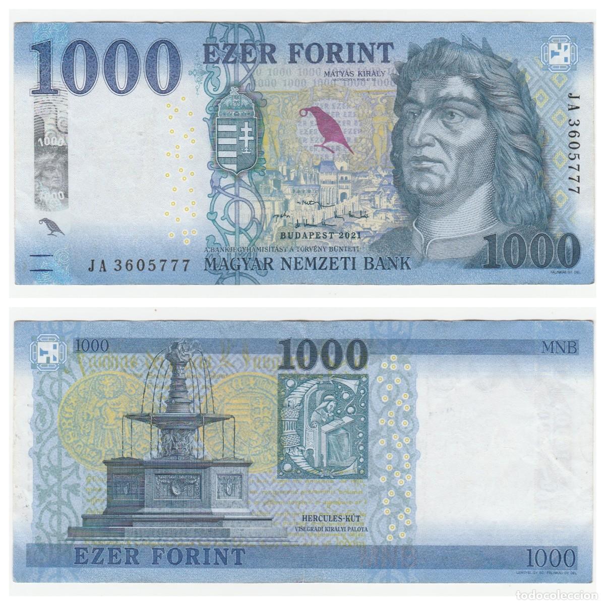 International Banknotes: HUNGRIA 1000 FLORINES 2021 n/s JA3605777 CIRCULADO (el billete de la foto)