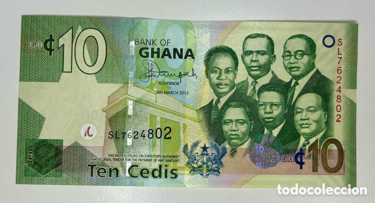 Billetes extranjeros: Billete GHANA 10 Cedis 2013 SC - Foto 1