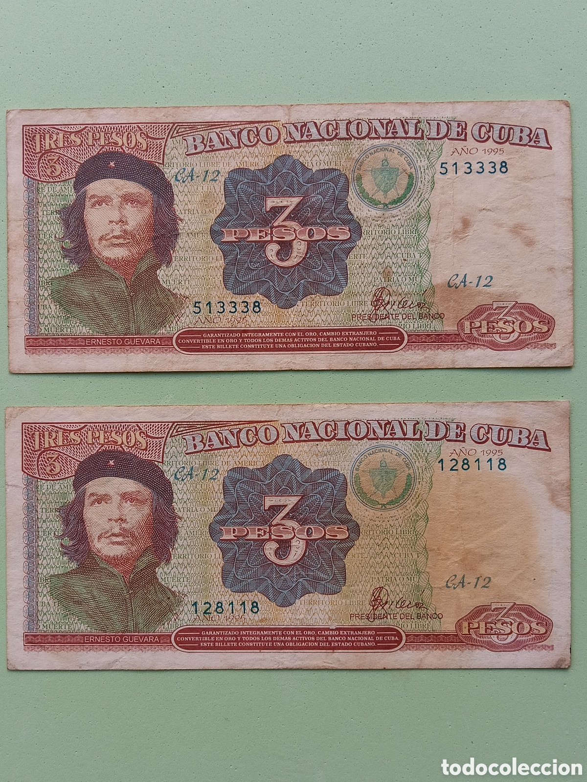 Billetes extranjeros: 3 Pesos 1995 X 2, Cuba. - Foto 1