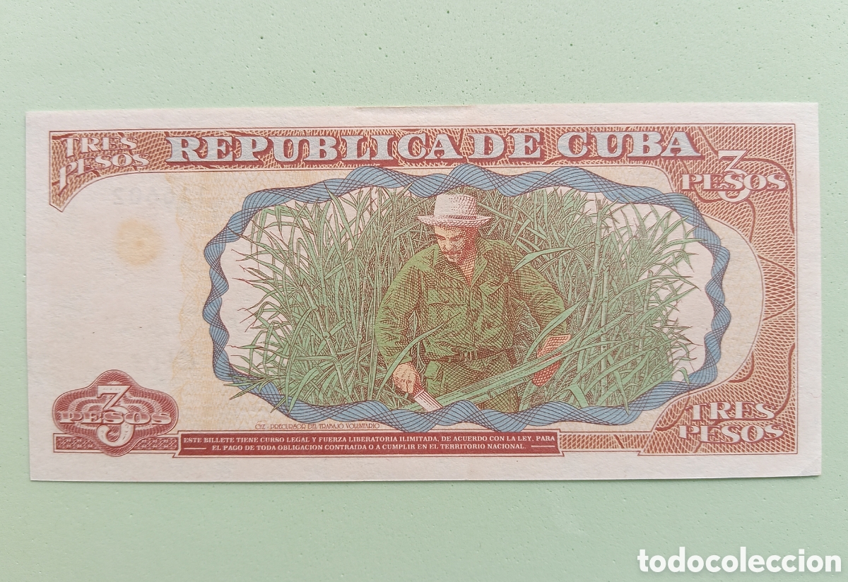 Billetes extranjeros: 3 pesos 1995, Cuba (MBC) - Foto 2