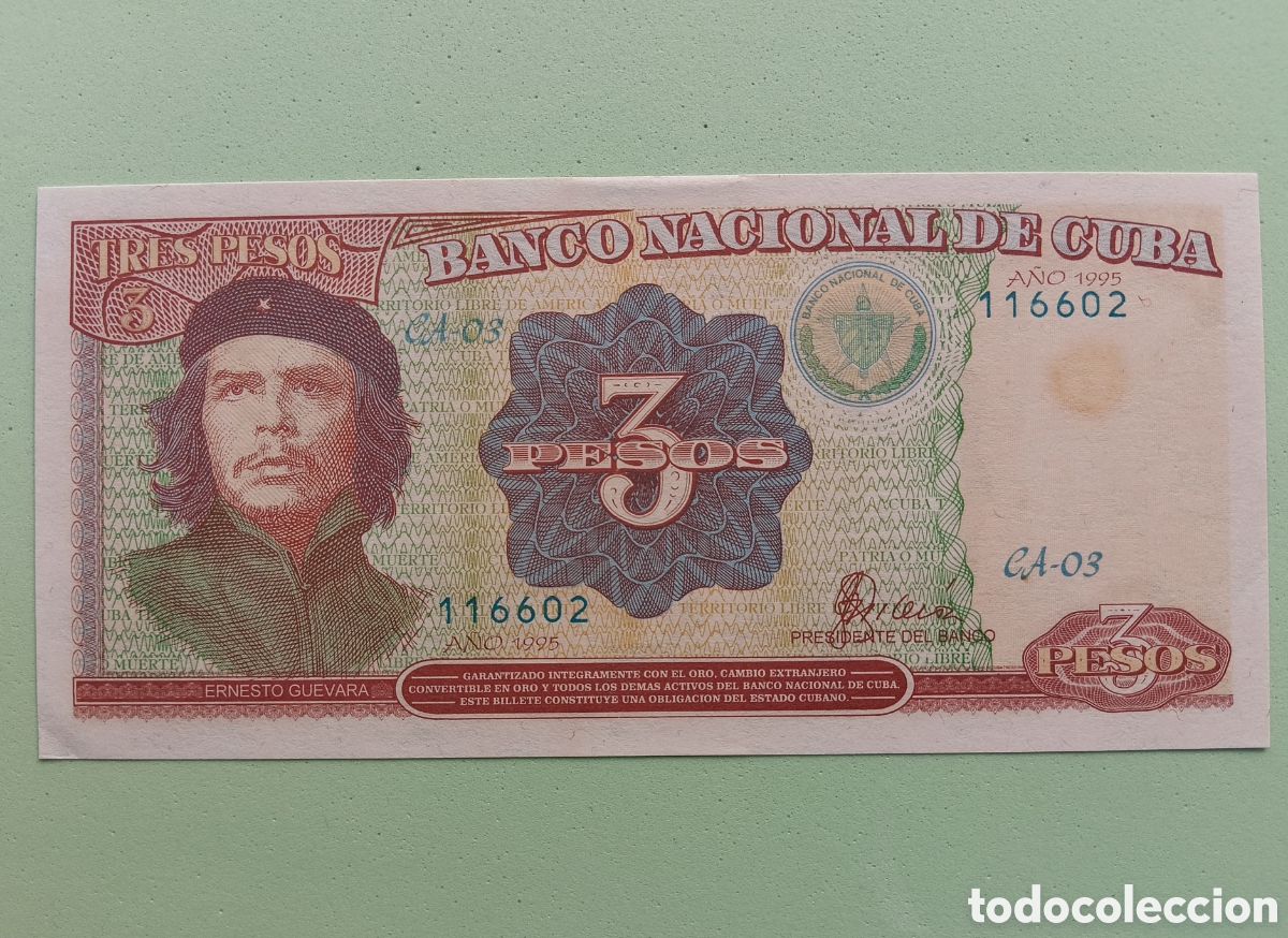 Billetes extranjeros: 3 pesos 1995, Cuba (MBC) - Foto 1