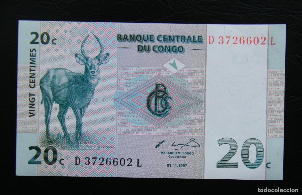 Billetes extranjeros: CONGO BILLETE DE 20 CENTIMOS 1997 NUEVO - Foto 1