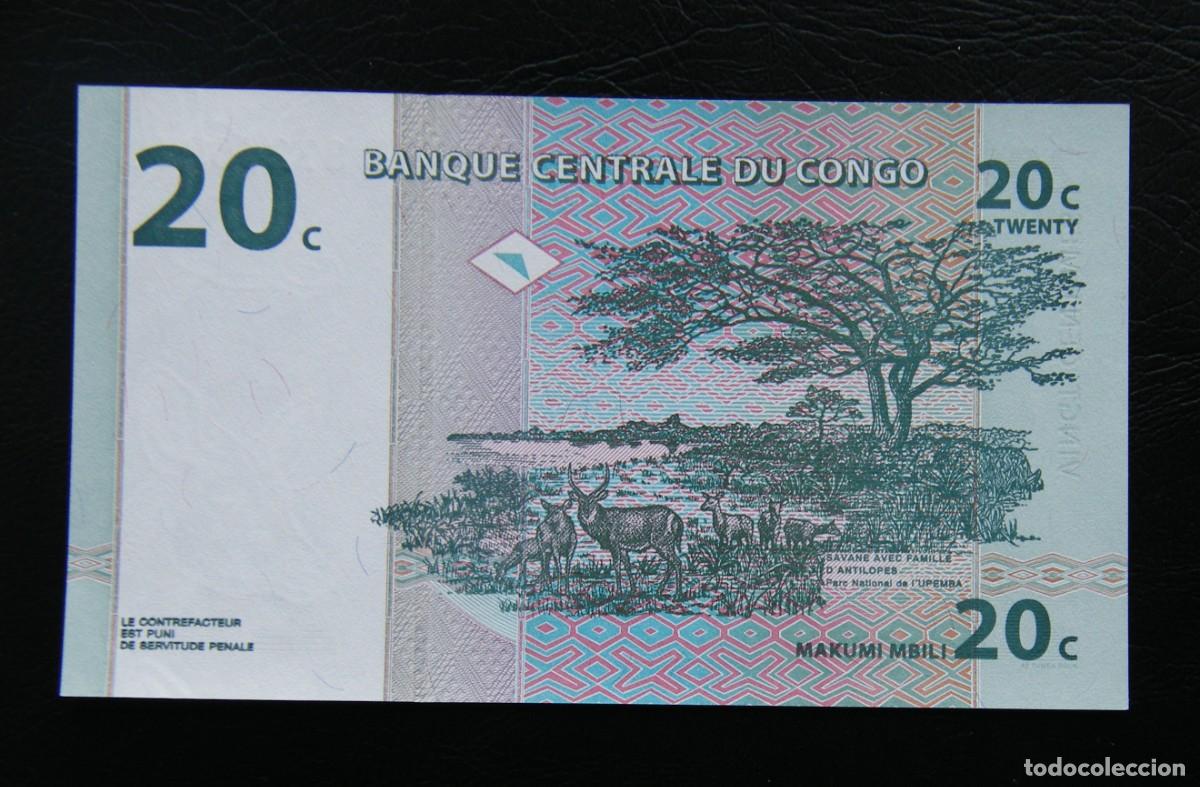 Billetes extranjeros: CONGO BILLETE DE 20 CENTIMOS 1997 NUEVO - Foto 2