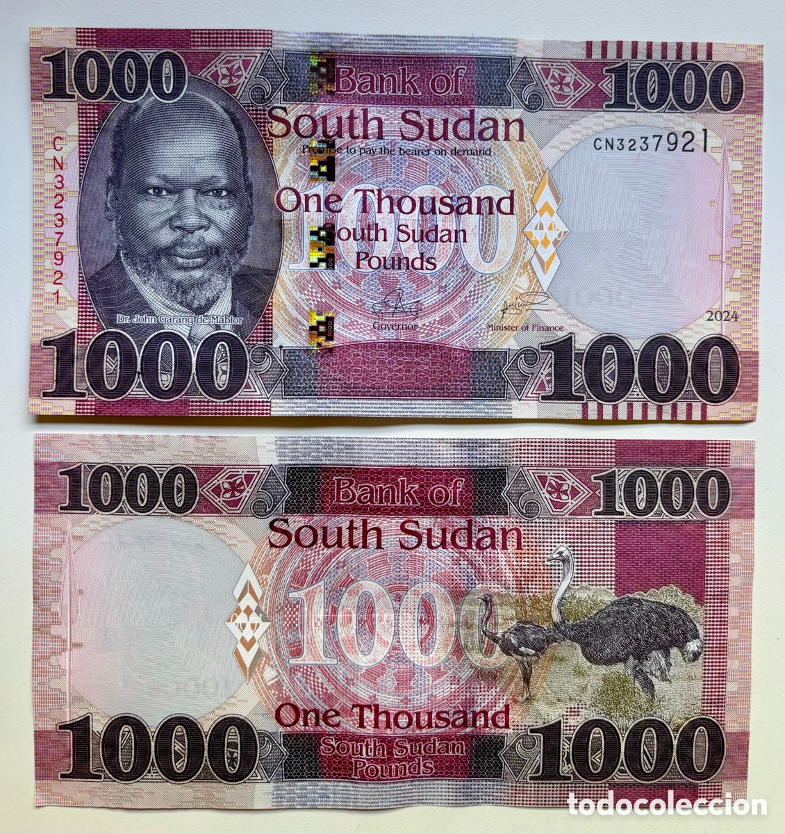 Billetes extranjeros: Billete SUDAN DEL SUR 1000 Libras 2024 SC. Pounds
