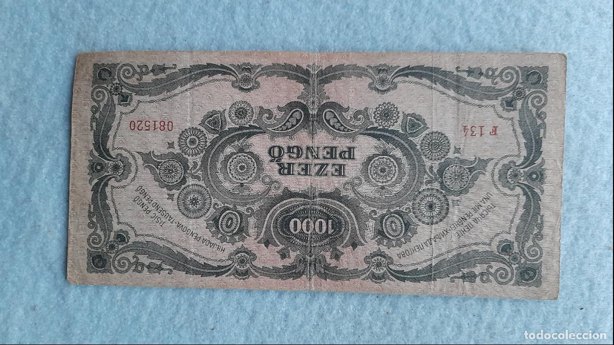 Billetes extranjeros: Hungr&iacute;a. 1000 Pengo. A&ntilde;o 1945. - Foto 2