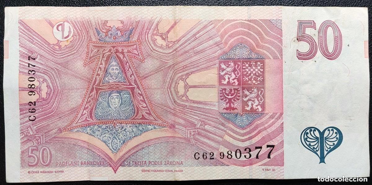 Billetes extranjeros: REP&Uacute;BLICA CHECA 50 Coronas 1997 Pick.17 (MBC) - Foto 2