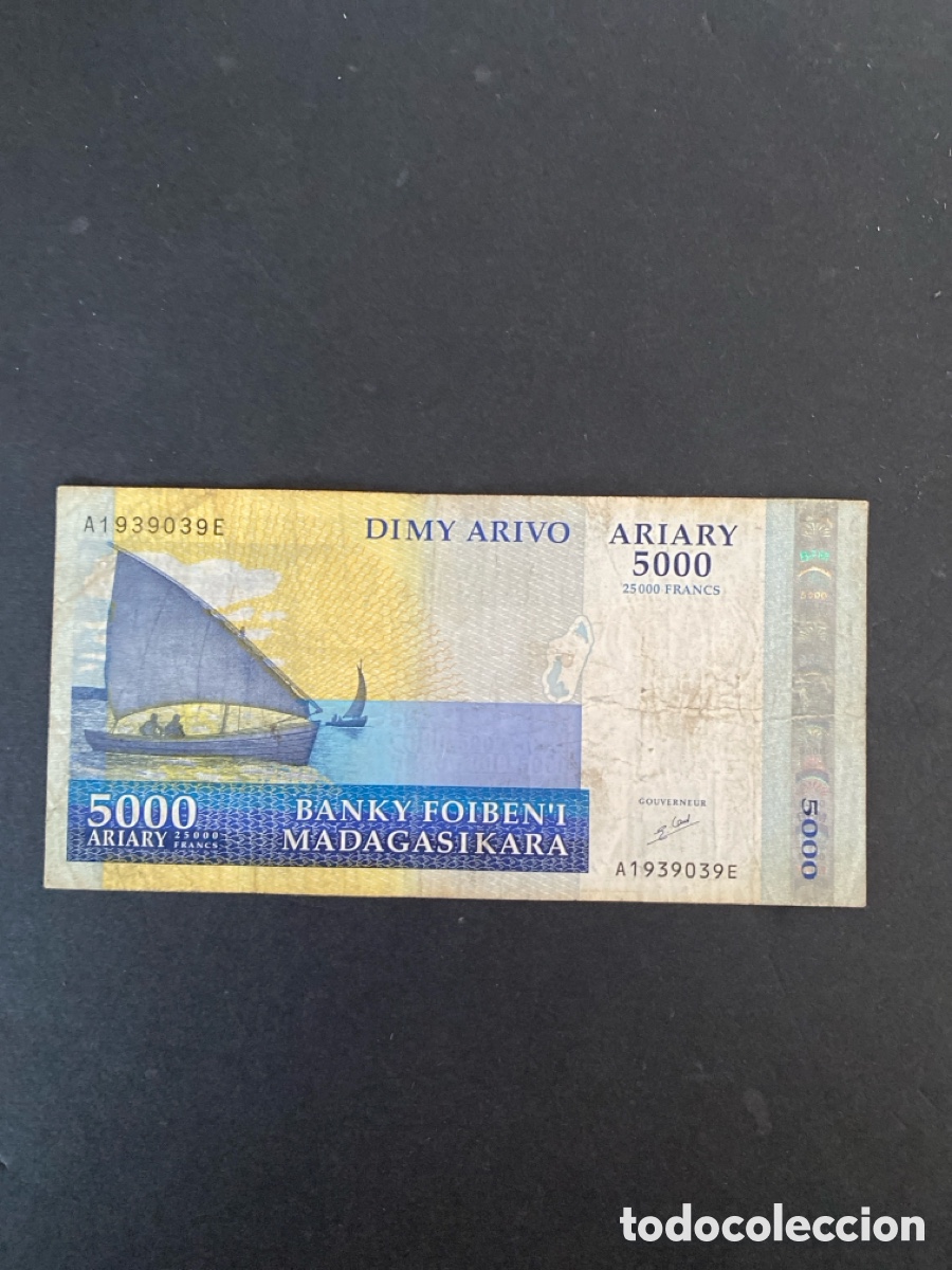 Billetes extranjeros: Billete de Madagascar 5000 ariary - Foto 1