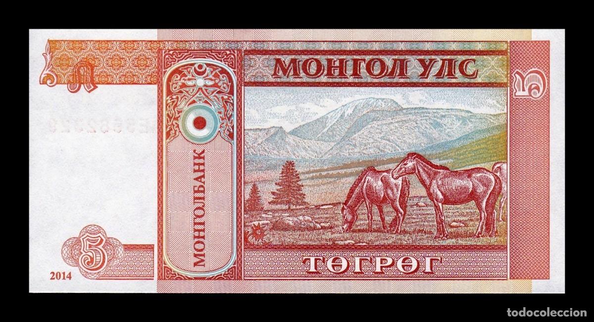 Billetes extranjeros: Mongolia 5 Tugrik Sukhe Bataar 2014 Pick 61Bb Sc Unc - Foto 2