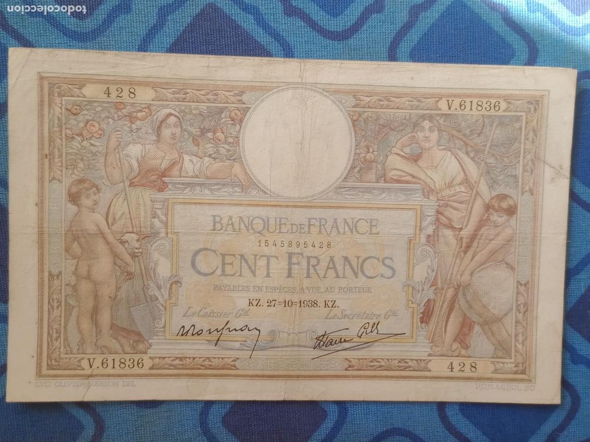 Billetes extranjeros: Francia. 100 francos de 1938 - Foto 1