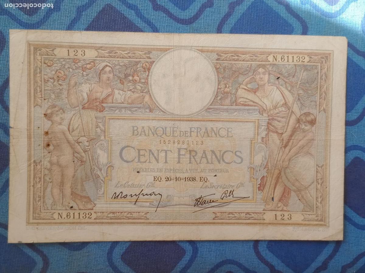 Billetes extranjeros: Francia. 100 francos de 1938 - Foto 1