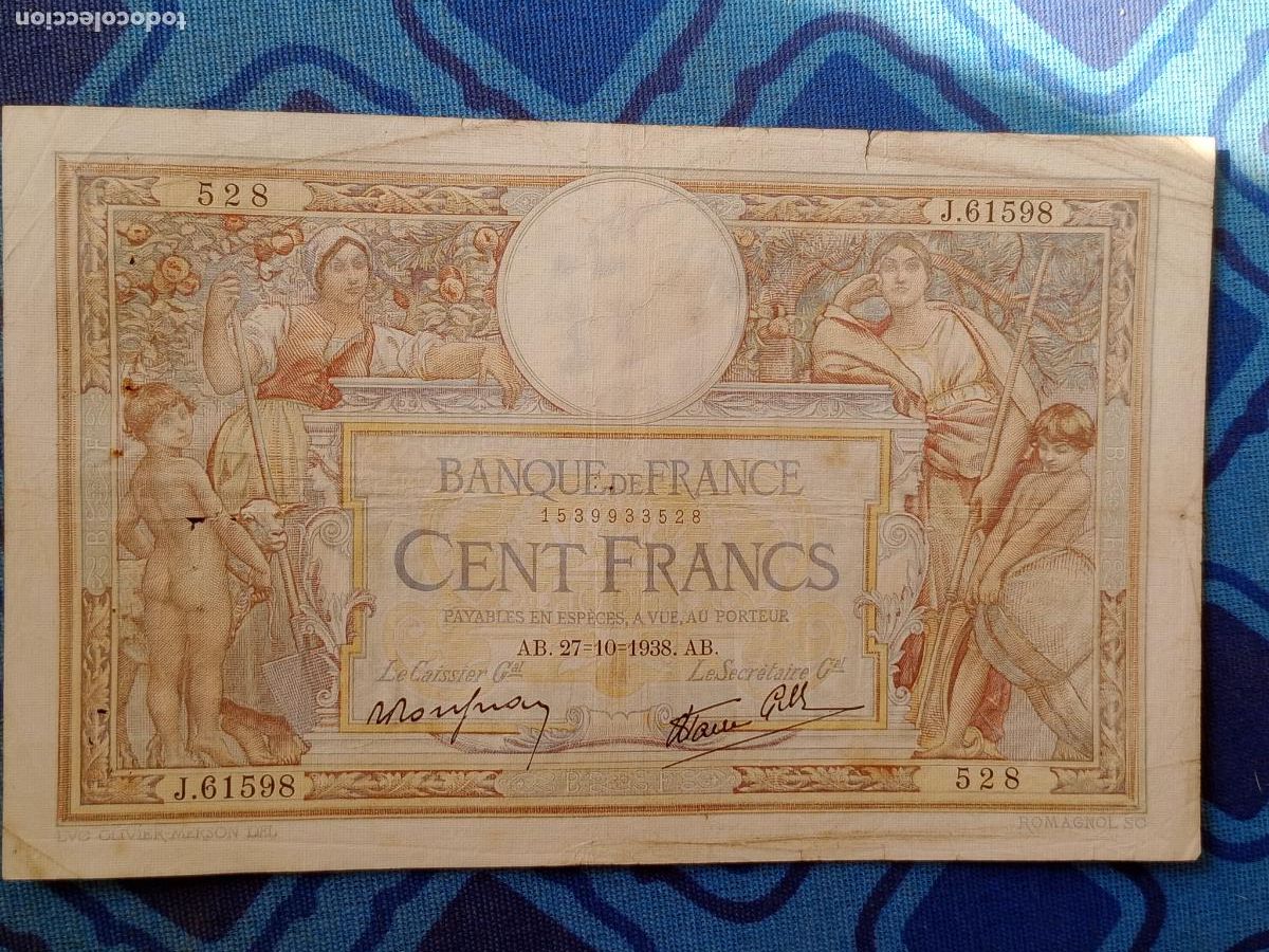 Billetes extranjeros: Francia. 100 francos de 1938 - Foto 1