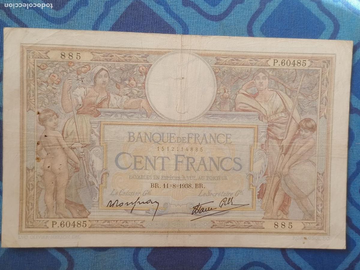 Billetes extranjeros: Francia. 100 francos de 1938 - Foto 1