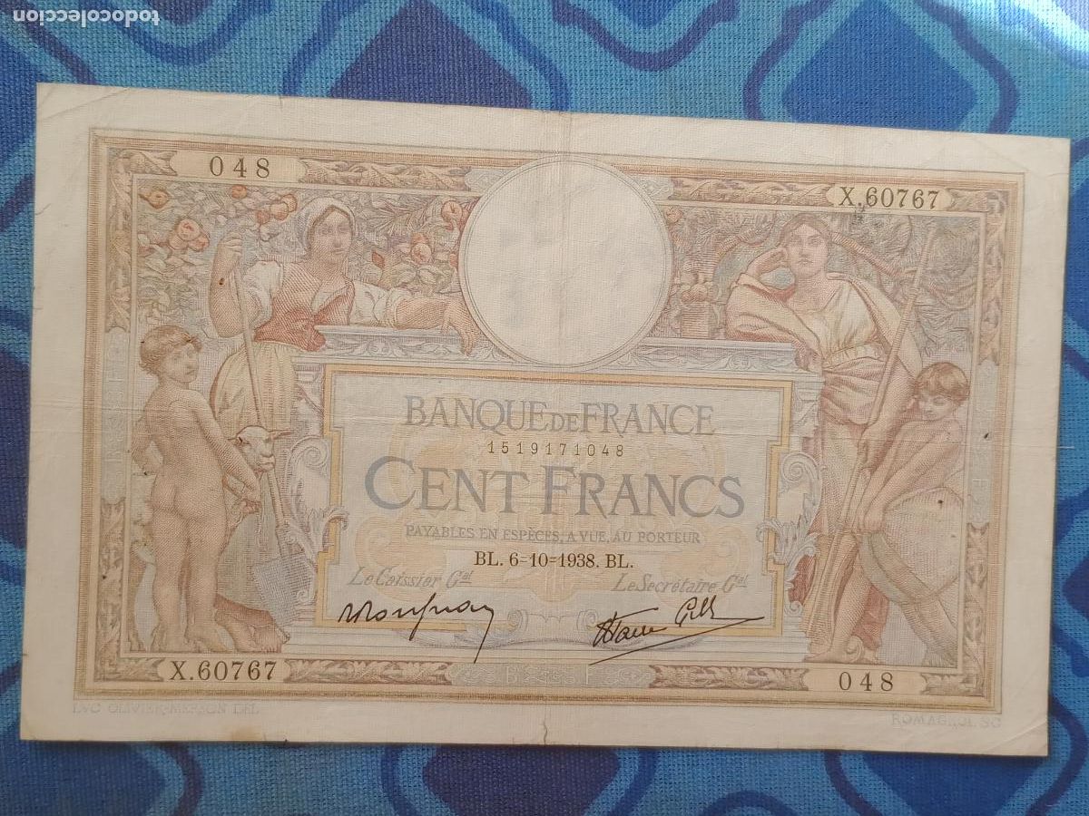 Billetes extranjeros: Francia. 100 francos de 1938 - Foto 1