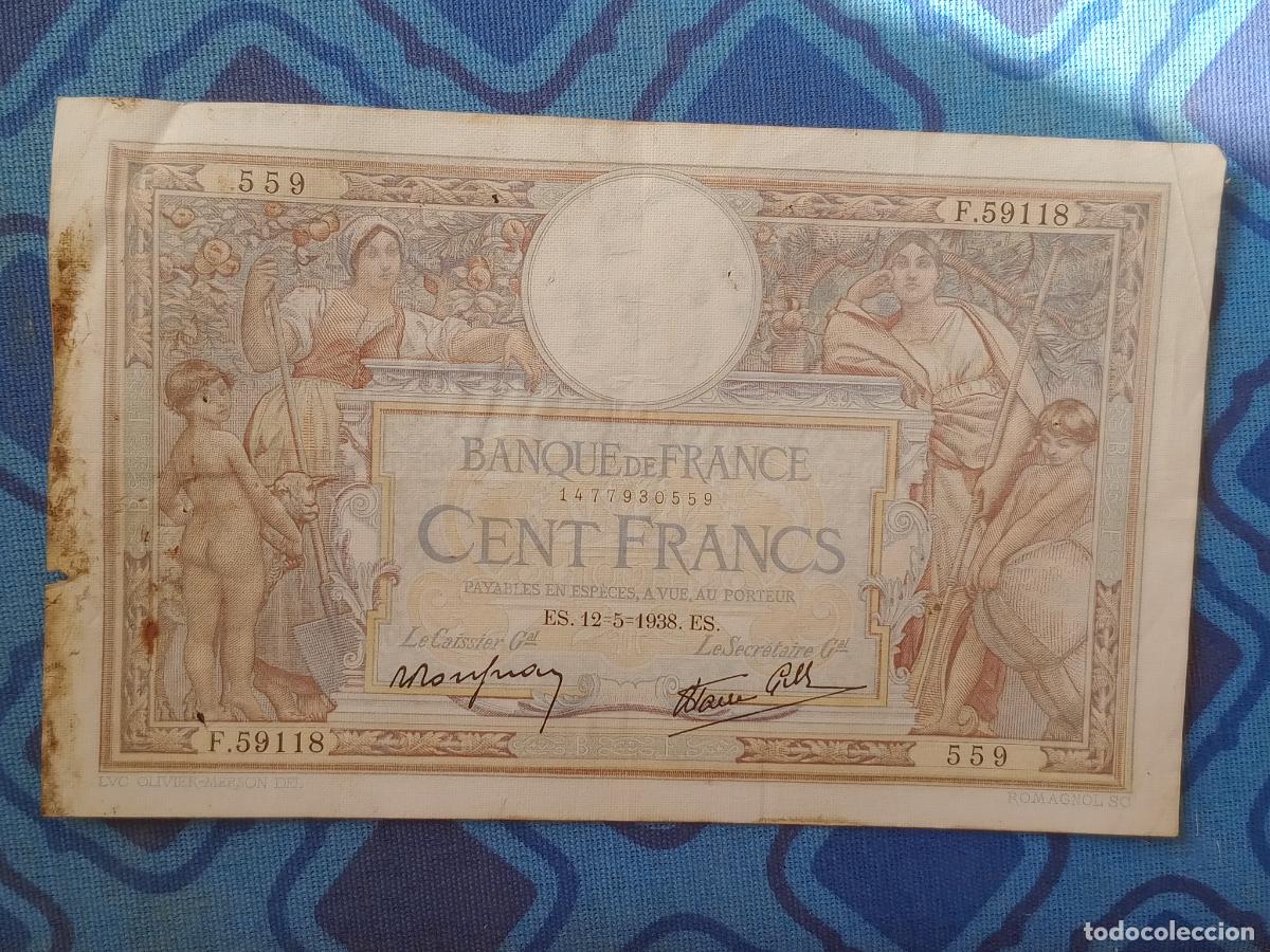 Billetes extranjeros: Francia. 100 francos de 1938 - Foto 1