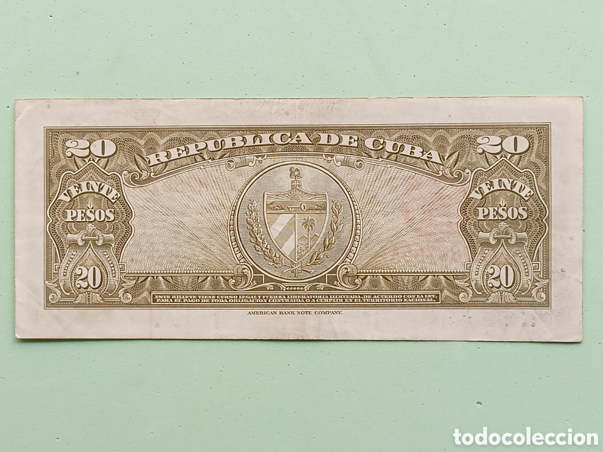 Billetes extranjeros: 20 Pesos 1958. Cuba Rep&uacute;blica - Foto 2