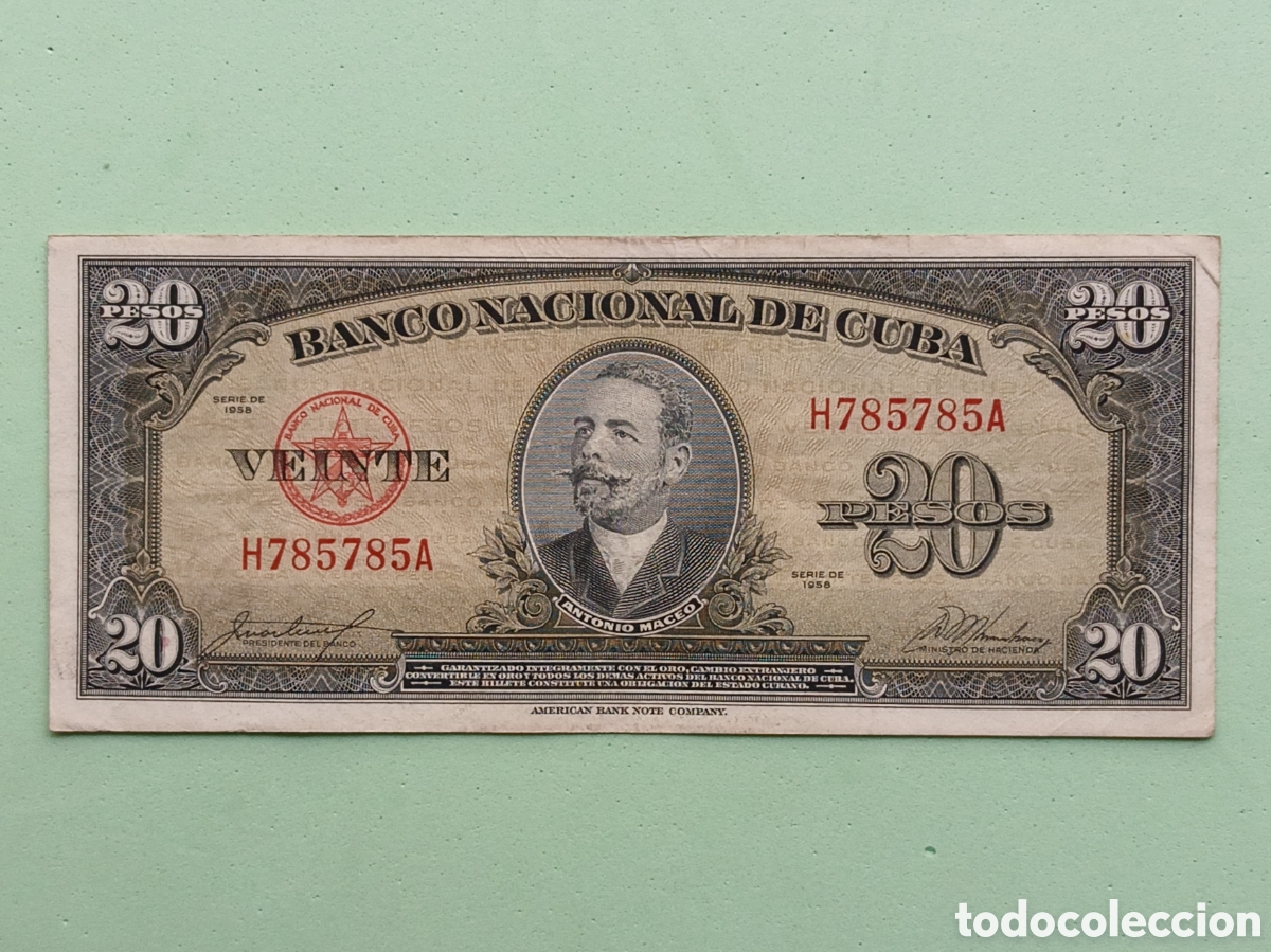 Billetes extranjeros: 20 Pesos 1958. Cuba Rep&uacute;blica - Foto 1