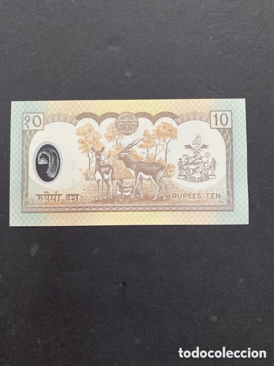 Billetes extranjeros: Billete de Nepal 10 rupias - Foto 2