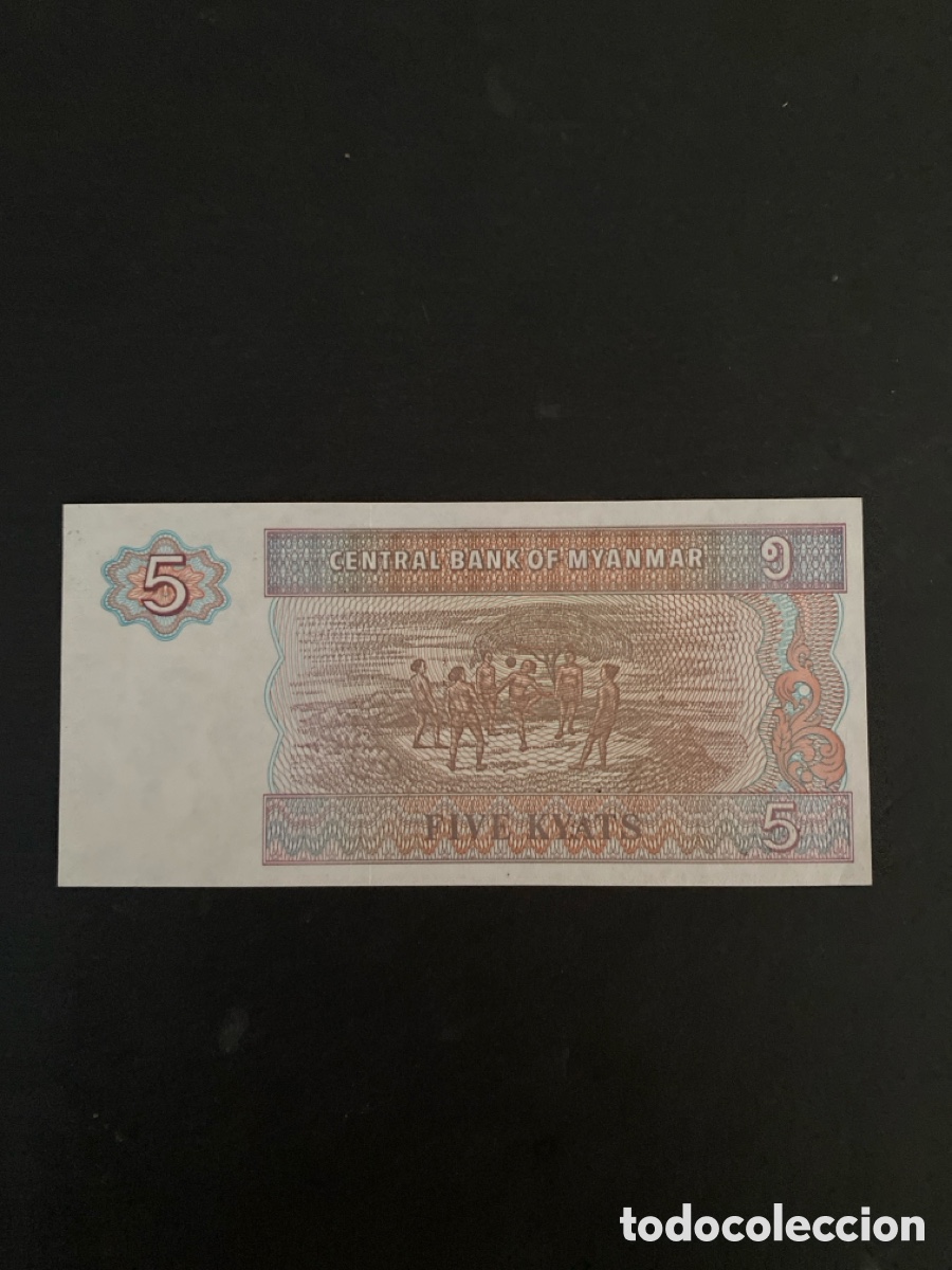 Billetes extranjeros: Billete de Myanmar 5 kyats - Foto 2