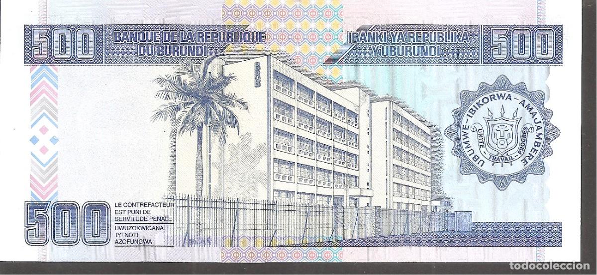 Billetes extranjeros: BURUNDI 500 FRANCOS 1995 SC/UNC - Foto 2